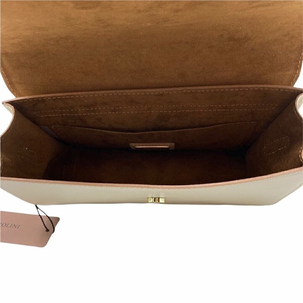 Carlo Pazolini Womens Shoulder Bag Beige Color Block Leather Magnetic Snap NEW - Picture 6 of 9